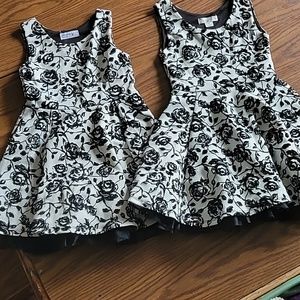 2 dresses black and white floral print
